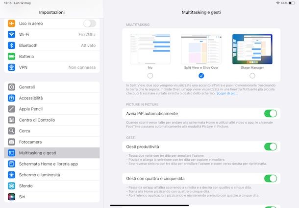 Attivare la modalità Split View e Slide Over su iPad
