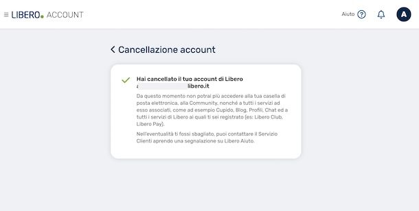 Cancellare definitivamente account Libero