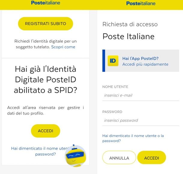 Come accedere a PosteID da smartphone