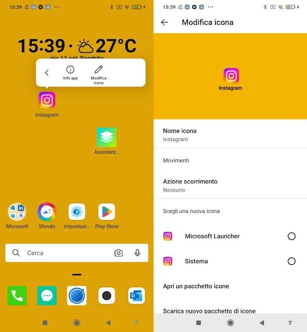 Modificare icona Instagram