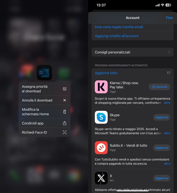 Bloccare aggiornamento app Facebook iOS