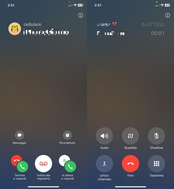 come mettere in attesa e rispondere chiamata iPhone