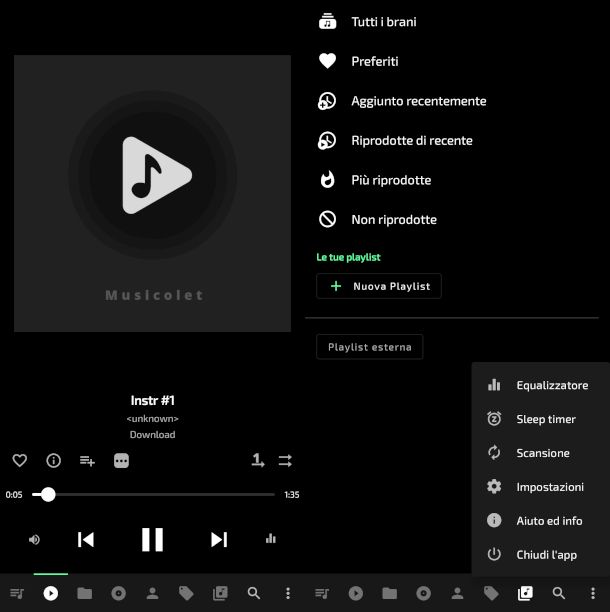 schermate app Musicolet