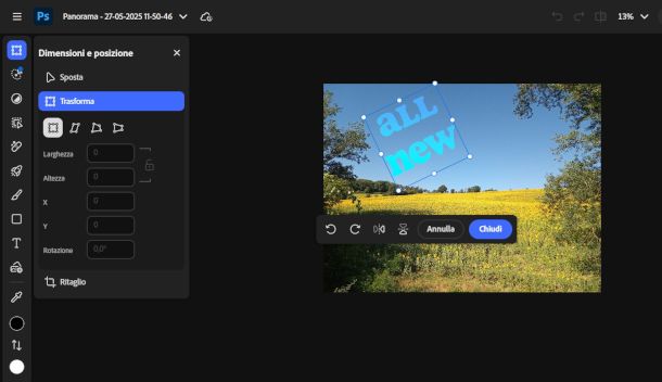 stile di testo predefinito su Photoshop online