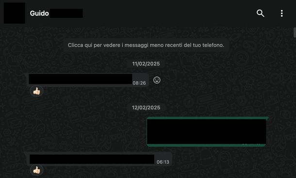 Andare inizio chat WhatsApp Web