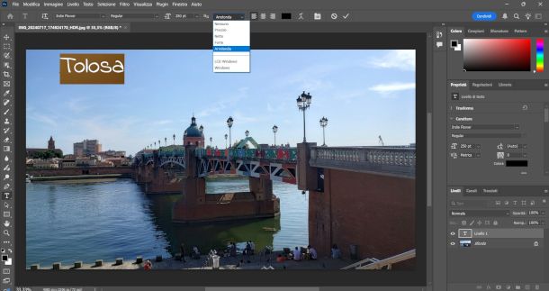 funzioni base di scrittura del testo su Photoshop