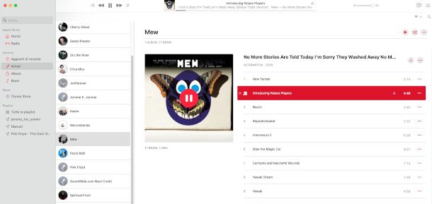 interfaccia Musica su Mac