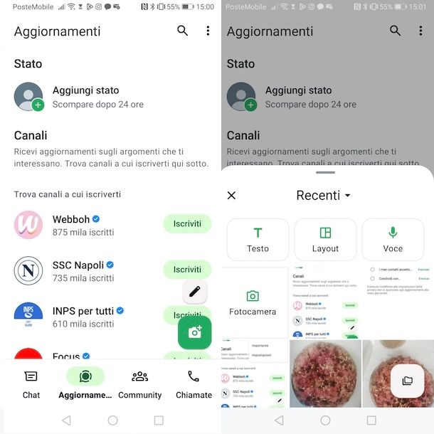 Aggiornare lo stato di WhatsApp
