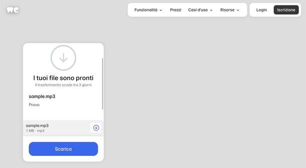 come scaricare i file da WeTransfer PC