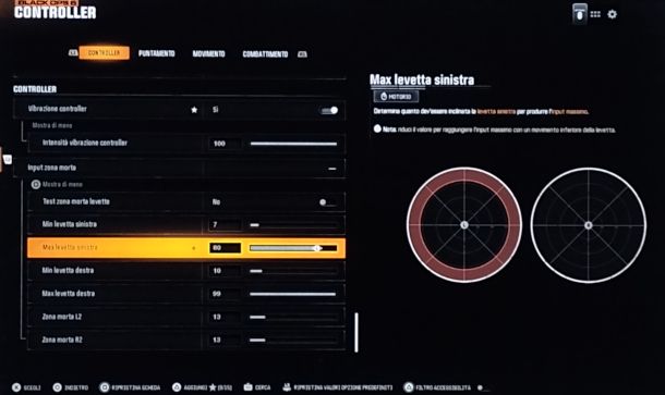 definizione zona morta levette analogiche Black Ops 6