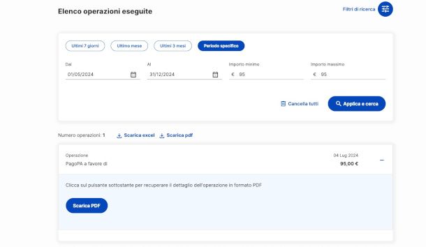download ricevuta pagamento pagoPA da sito Poste
