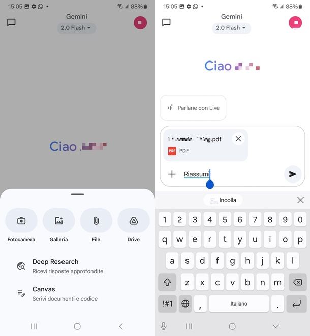 App Gemini per riassumere PDF