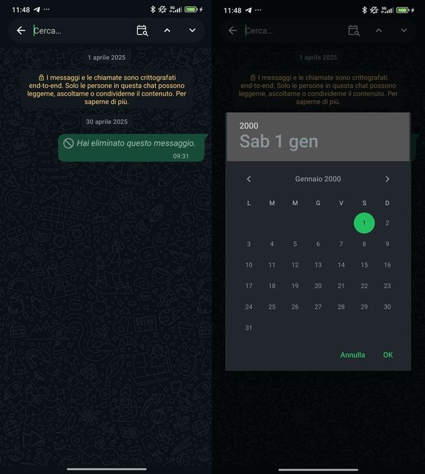 Andare inizio chat WhatsApp Android