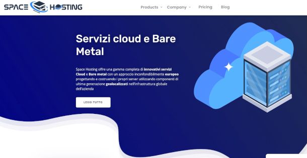 pagina Web server dedicati sito Space Hosting