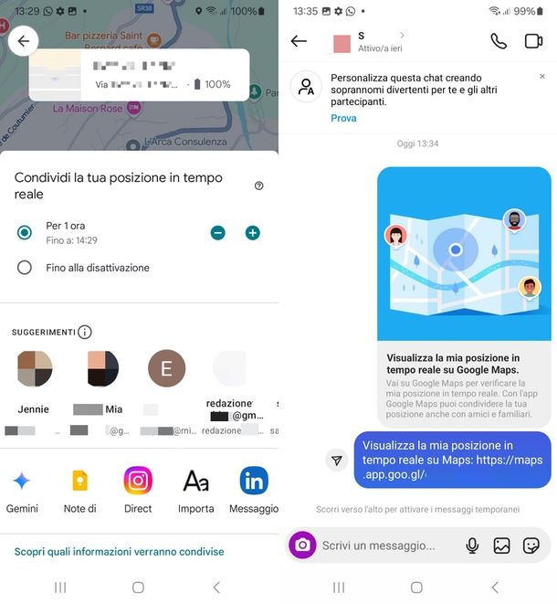 Come mandare la posizione su Instagram in chat 