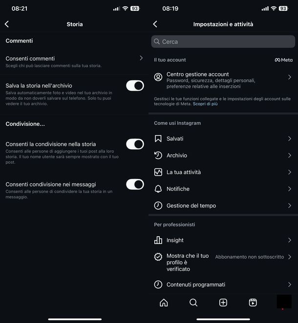 Attivare salvataggio automatico storie Instagram Android