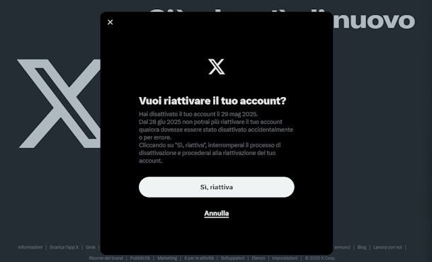 Riattivare account Twitter da PC