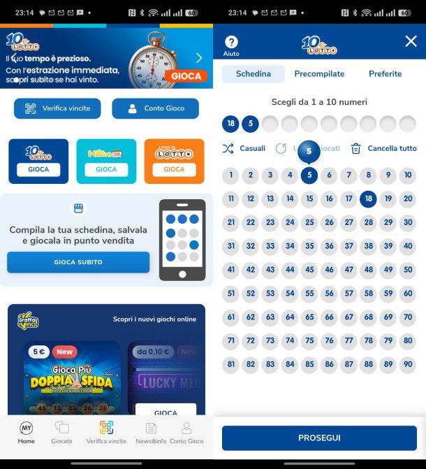 10eLotto su app My Lotteries