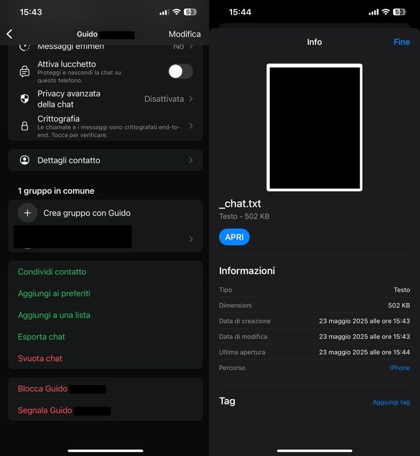Andare inizio chat WhatsApp iPhone