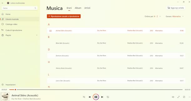 interfaccia Lettore Multimediale
