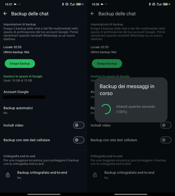 Salvare chat WhatsApp Android