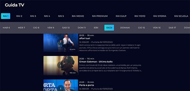 Programmi stasera Rai