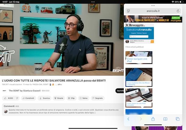 Modalità Slide Over su iPad