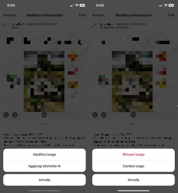 cambiare posizione Instagram