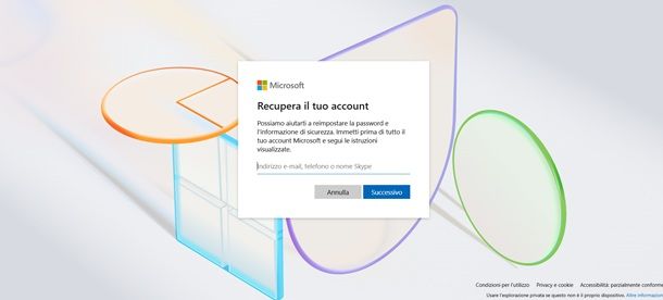 recuperare account microsoft