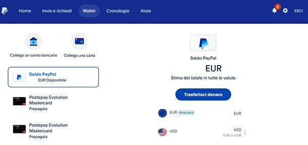 Il metodo per collegare la carta PostePay all'account PayPal