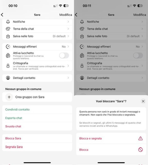 Bloccare un contatto su WhatsApp