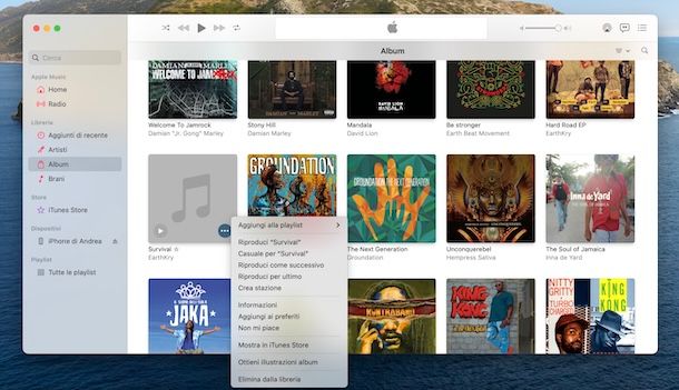 Scaricare copertine album Musica su Mac