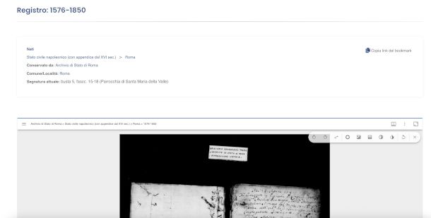 documento storico digitalizzato sul Portale Antenati