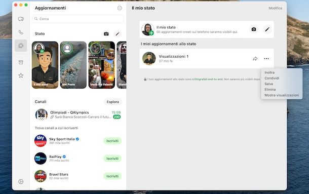 Condividere una foto sullo stato di WhatsApp