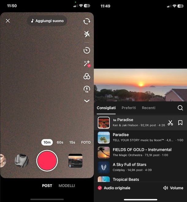 Mettere una canzone intera su TikTok