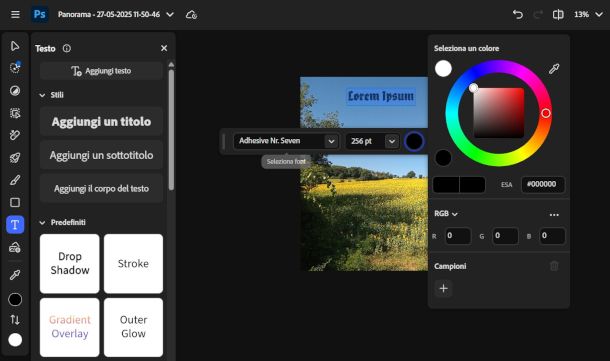 scritta con Photoshop online