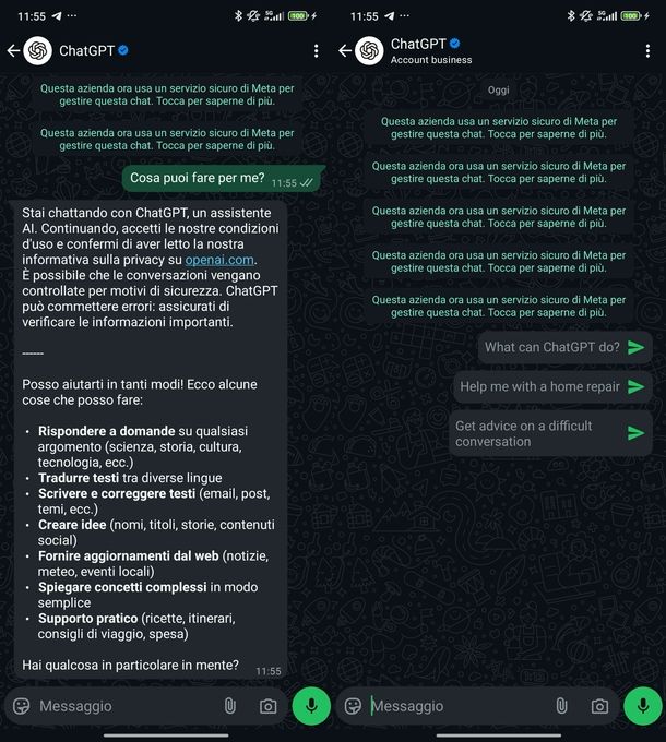 Usare ChatGPT WhatsApp