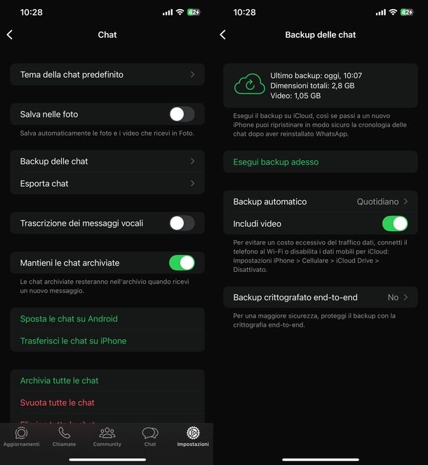 Salvare chat WhatsApp iPhone