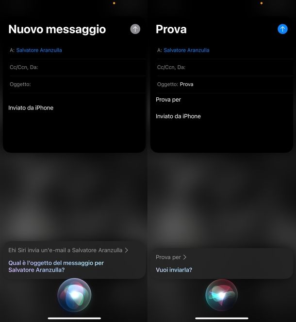 Inviare mail da iPhone con Siri