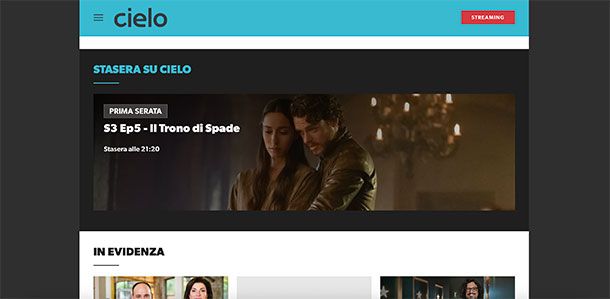 Programmi stasera Cielo