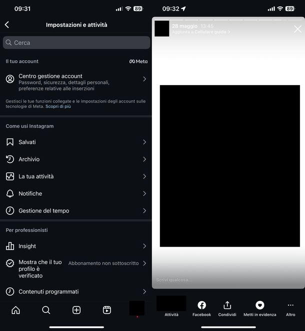Ripristinare storia archiviata Instagram iPhone