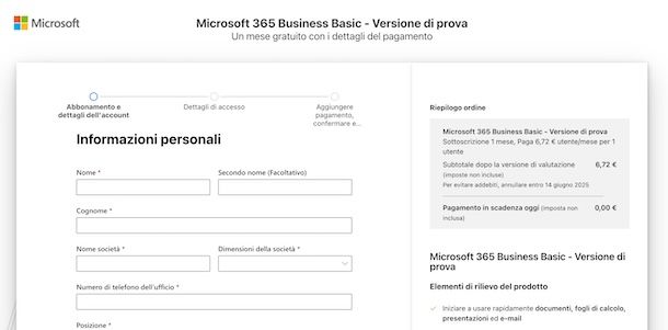 Creare un account Microsoft aziendale