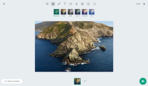 Aggiungere filtri a stato WhatsApp su WhatsApp Web