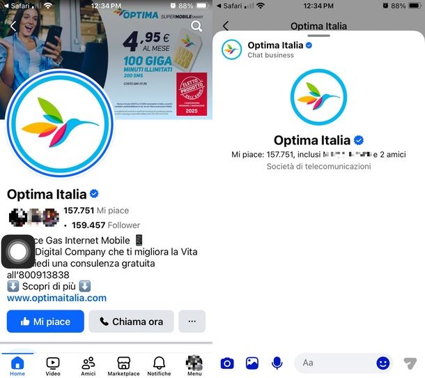Optima Italia Facebook chat