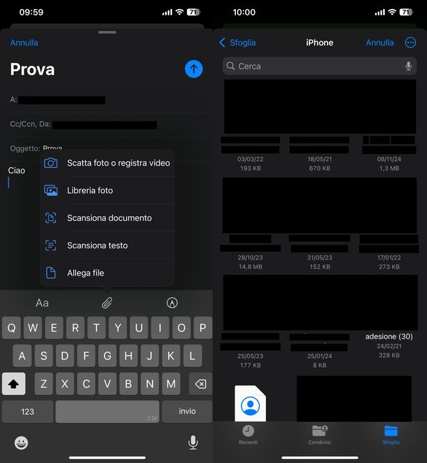 Inviare mail con allegato da iPhone Mail