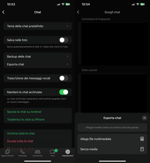Salvare chat WhatsApp senza backup iPhone