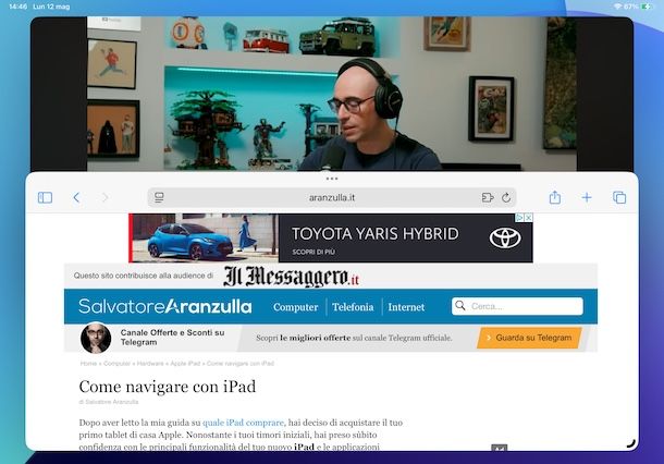 Dividere schermo iPad orizzontalmente