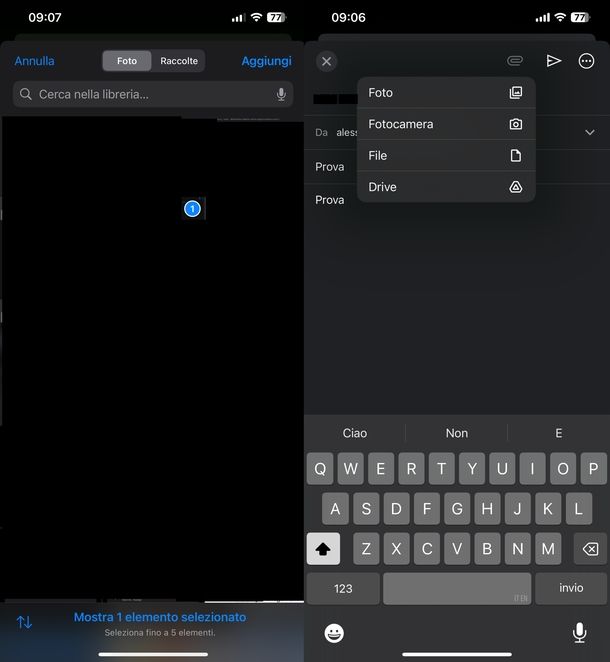 Inviare mail con foto da iPhone Gmail