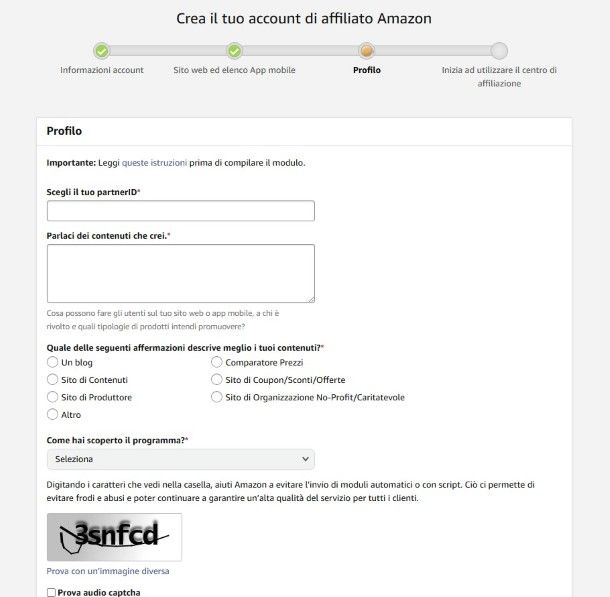Account affiliato Amazon