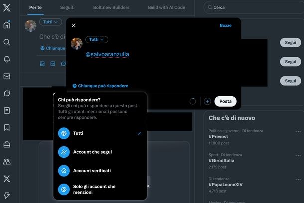 Twittare in privato menzionando